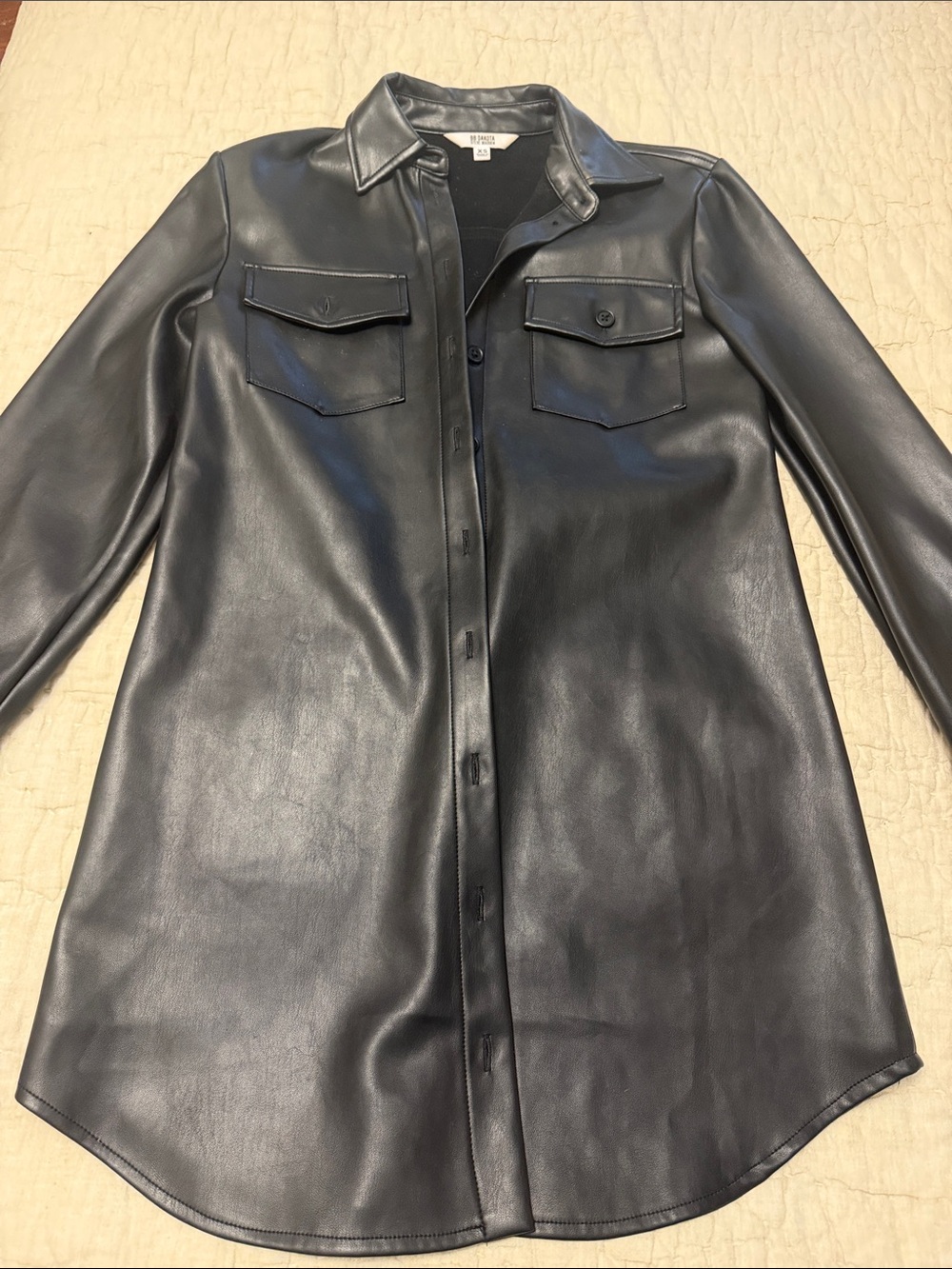 BB Dakota Black Faux Leather Mini Shirt Dress
